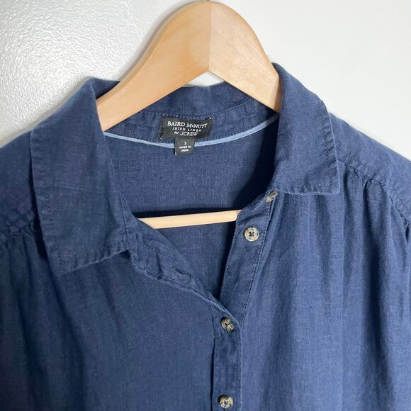 J. Crew Baird Mcnutt Irish Linen Shirt Dress Women Small Navy Pockets Minimalist - Picture 7 of 13